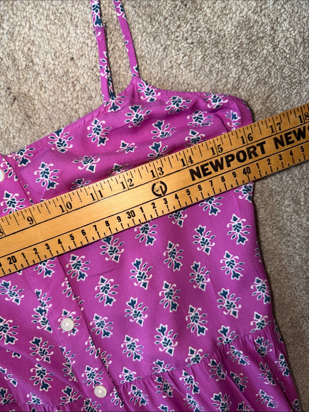 J. Crew Strappy Tiered Midi Dress in 'Festive Pink Baltic Blue' Size 6P - Picture 8 of 9